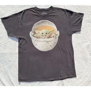 Star Wars Grogu Baby Yoda T-Shirt Men's Large Black Mandalorian Disney Graphic T